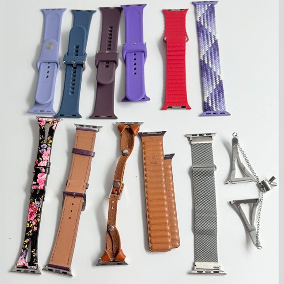 12 Watch Bands For Apple Watches 40MM Rubber, Metal, Leather, Stretchy M-L - Picture 3 of 11